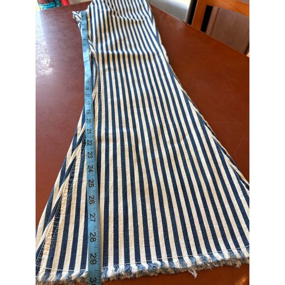 Dance & Marvel High Waist Striped Flare Pants Lace Up Blue White S - Picture 4 of 7